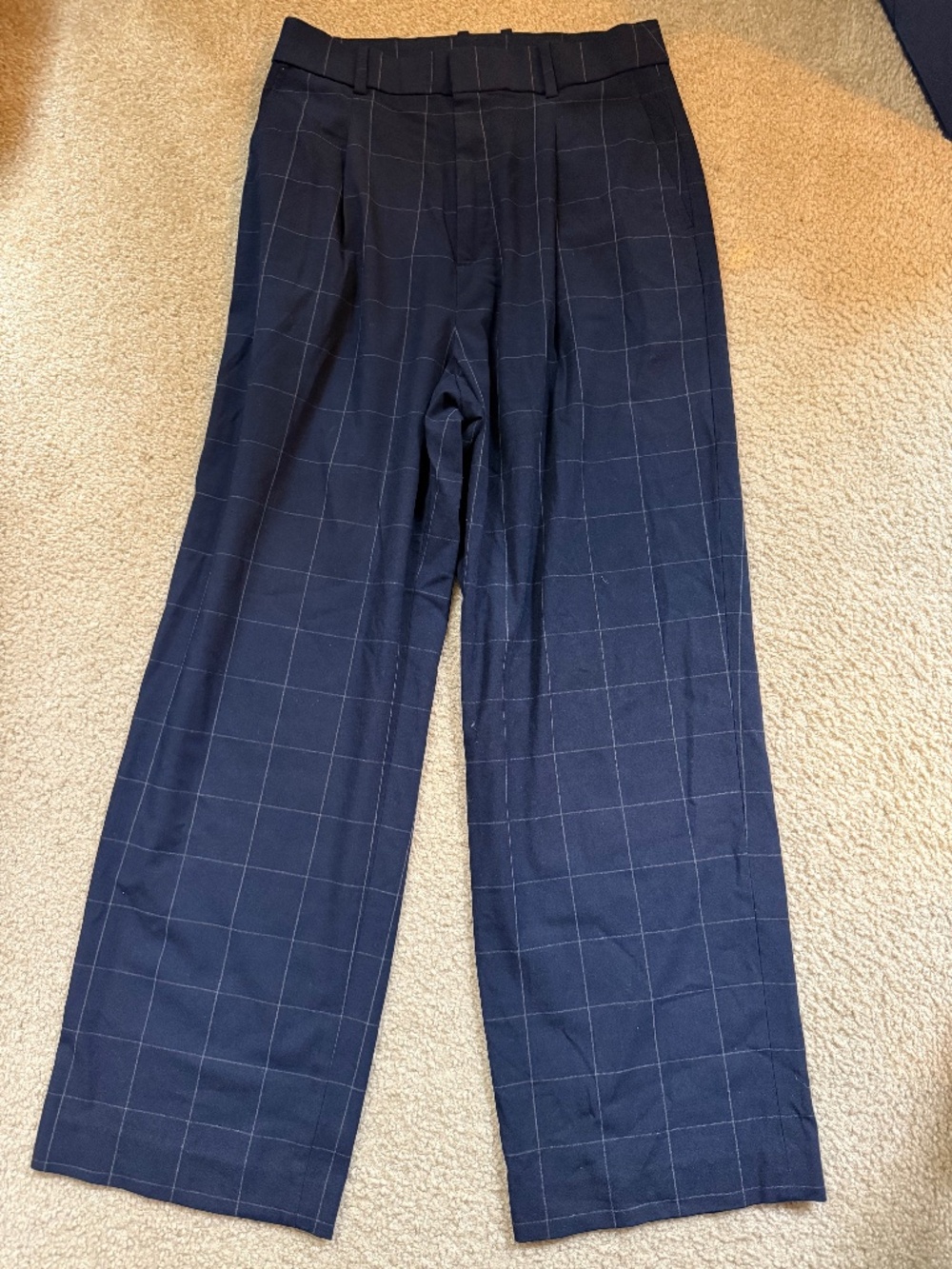 Uniqlo High Rise Windowpane Trousers Sz M Grid Pants Chic Business Casual